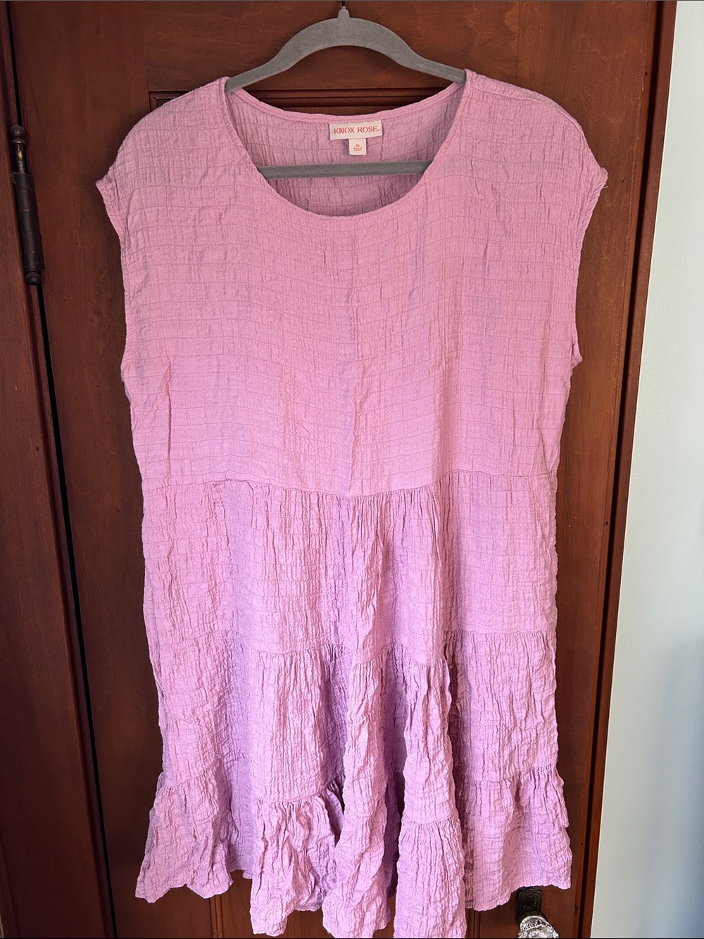 Knox Rose Pink/Lavender Tiered Crinkle Dress